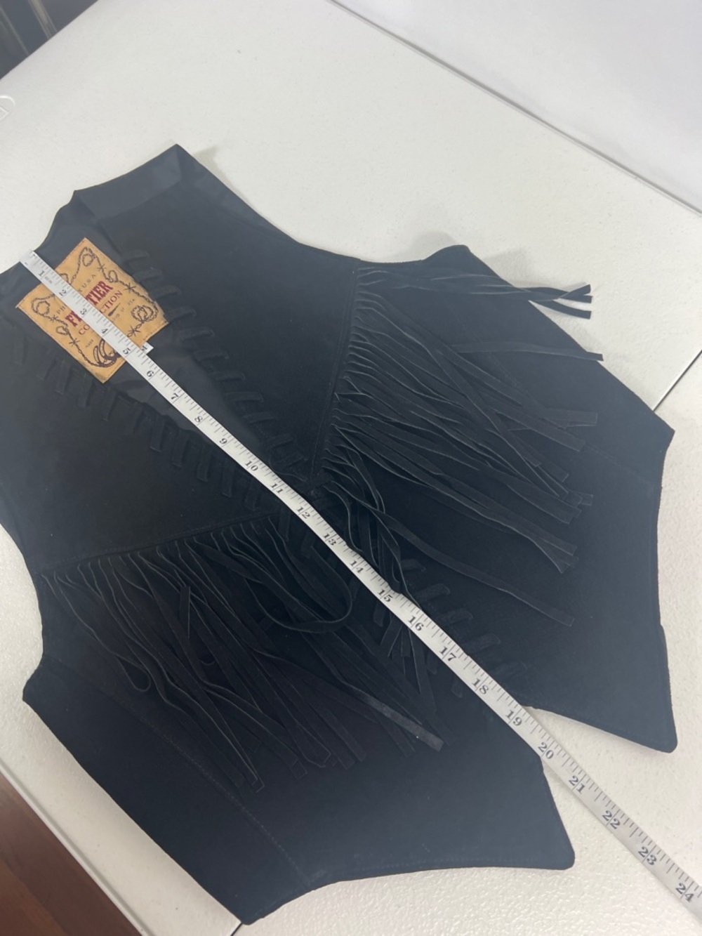 Phoenix USA Size M Women's Vest Fringe Pig Split Black Festival Western Cowgirl - Picture 6 of 8